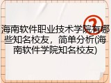 海南软件职业技术学院有哪些知名校友，简单分析(海南软件学院知名校友)