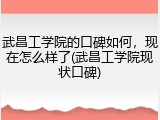 武昌工学院的口碑如何，现在怎么样了(武昌工学院现状口碑)