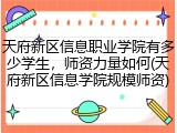 天府新区信息职业学院有多少学生，师资力量如何(天府新区信息学院规模师资)