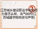 江苏城乡建设职业学院师资力量怎么样，名气如何(江苏城建学院师资与声誉)