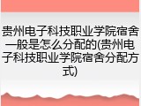 贵州电子科技职业学院宿舍一般是怎么分配的(贵州电子科技职业学院宿舍分配方式)