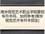 南京视觉艺术职业学院要招专升本吗，如何参考(南京视觉艺术专升本招生)