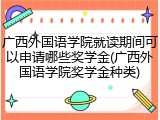 广西外国语学院就读期间可以申请哪些奖学金(广西外国语学院奖学金种类)