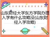 山东财经大学东方学院办理入学有什么攻略没(山东财经入学攻略)