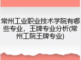 常州工业职业技术学院有哪些专业，王牌专业分析(常州工院王牌专业)