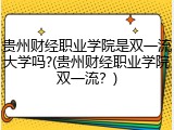 贵州财经职业学院是双一流大学吗?(贵州财经职业学院双一流？)
