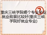 重庆三峡学院哪个专业毕业就业前景比较好(重庆三峡学院好就业专业)