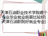 天津石油职业技术学院哪个专业毕业就业前景比较好(天津石油职院好就业专业)