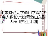 山东财经大学燕山学院的招生人数和计划解读(山东财大燕山招生计划)