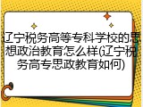 辽宁税务高等专科学校的思想政治教育怎么样(辽宁税务高专思政教育如何)