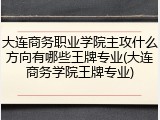 大连商务职业学院主攻什么方向有哪些王牌专业(大连商务学院王牌专业)