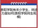 贵阳学院有多少学生，师资力量如何(贵阳学院师生规模)