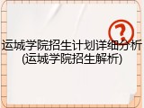 运城学院招生计划详细分析(运城学院招生解析)