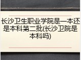 长沙卫生职业学院是一本还是本科第二批(长沙卫院是本科吗)