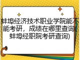 蚌埠经济技术职业学院能不能考研，成绩在哪里查询(蚌埠经职院考研查询)