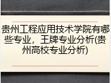 贵州工程应用技术学院有哪些专业，王牌专业分析(贵州高校专业分析)