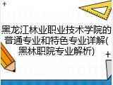 黑龙江林业职业技术学院的普通专业和特色专业详解(黑林职院专业解析)
