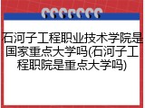 石河子工程职业技术学院是国家重点大学吗(石河子工程职院是重点大学吗)