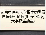湖南中医药大学招生类型及申请条件解读(湖南中医药大学招生简章)