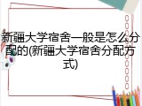新疆大学宿舍一般是怎么分配的(新疆大学宿舍分配方式)