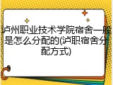 泸州职业技术学院宿舍一般是怎么分配的(泸职宿舍分配方式)