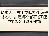 辽源职业技术学院招生编码多少，隶属哪个部门(辽源学院招生代码归属)