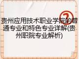 贵州应用技术职业学院的普通专业和特色专业详解(贵州职院专业解析)
