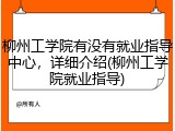 柳州工学院有没有就业指导中心，详细介绍(柳州工学院就业指导)