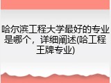 哈尔滨工程大学最好的专业是哪个，详细阐述(哈工程王牌专业)