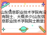 山东信息职业技术学院有没有院士，大概多少(山东信息职业技术学院院士数量)