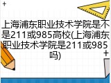 上海浦东职业技术学院是不是211或985高校(上海浦东职业技术学院是211或985吗)