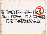 厦门南洋职业学院什么专业就业比较好，原因是啥(厦门南洋学院优势专业)