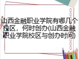 山西金融职业学院有哪几个校区，何时创办(山西金融职业学院校区与创办时间)