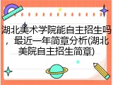 湖北美术学院能自主招生吗，最近一年简章分析(湖北美院自主招生简章)