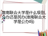 淮南联合大学是什么级别，公办还是民办(淮南联合大学是公办吗)