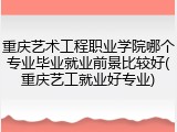重庆艺术工程职业学院哪个专业毕业就业前景比较好(重庆艺工就业好专业)