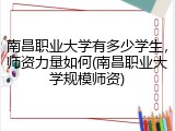 南昌职业大学有多少学生，师资力量如何(南昌职业大学规模师资)