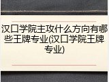 汉口学院主攻什么方向有哪些王牌专业(汉口学院王牌专业)