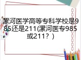 漯河医学高等专科学校是985还是211(漯河医专985或211？)