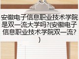 安徽电子信息职业技术学院是双一流大学吗?(安徽电子信息职业技术学院双一流？)