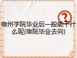 宿州学院毕业后一般能干什么呢(宿院毕业去向)