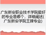 广东新安职业技术学院最好的专业是哪个，详细阐述(广东新安学院王牌专业)
