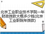 北京工业职业技术学院一年财政拨款大概多少钱(北京工业职院年拨款)
