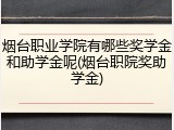 烟台职业学院有哪些奖学金和助学金呢(烟台职院奖助学金)