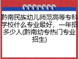 黔南民族幼儿师范高等专科学校什么专业最好，一年招多少人(黔南幼专热门专业招生)