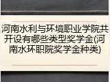 河南水利与环境职业学院共开设有哪些类型奖学金(河南水环职院奖学金种类)