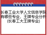 长春工业大学人文信息学院有哪些专业，王牌专业分析(长春工大王牌专业)