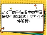 武汉工商学院招生类型及申请条件解读(武工商招生条件解析)