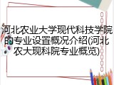河北农业大学现代科技学院的专业设置概况介绍(河北农大现科院专业概览)