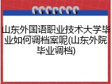山东外国语职业技术大学毕业如何调档案呢(山东外院毕业调档)
